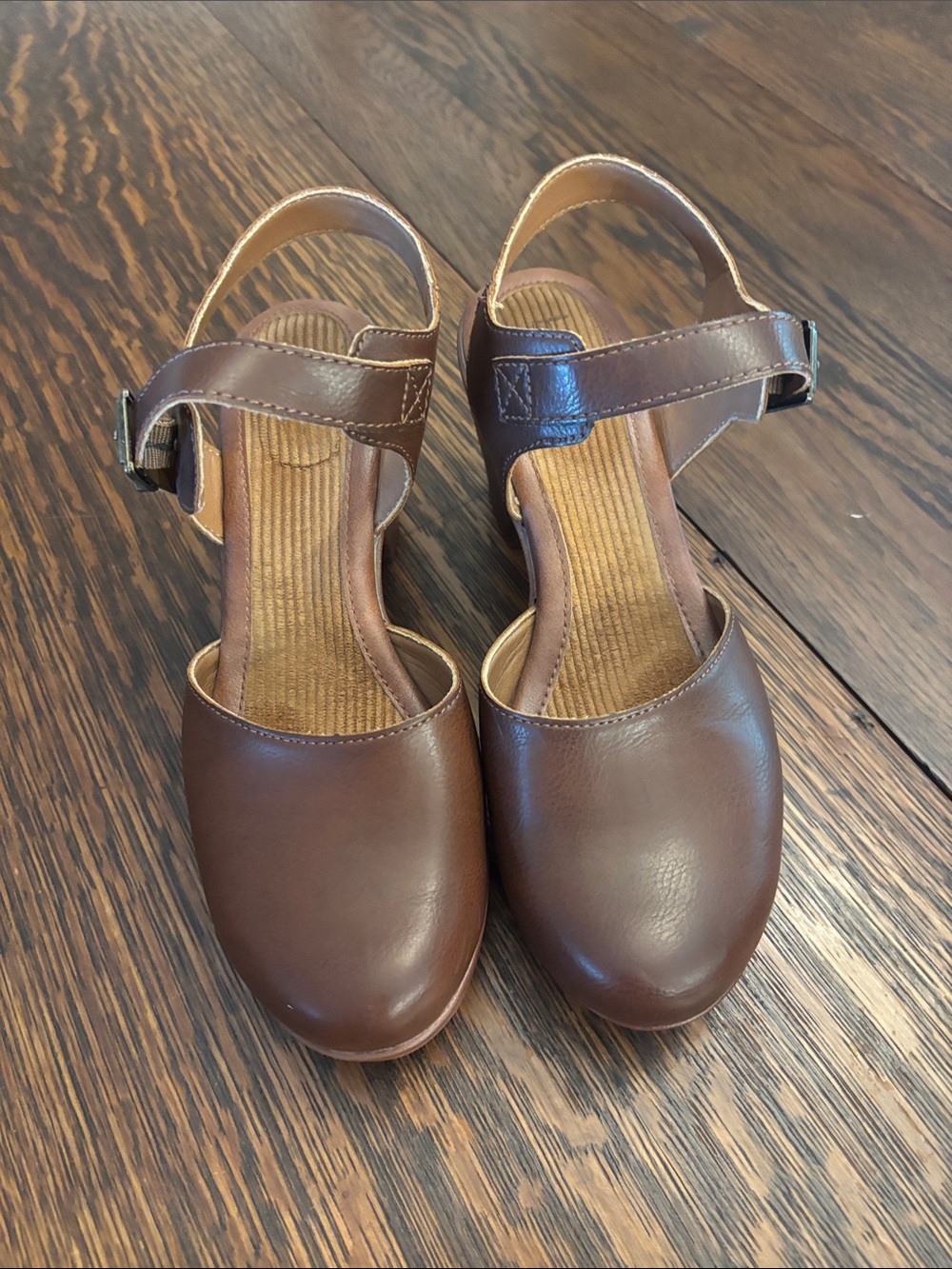 boc Brown Closed-Toe Ankle-Strap Mules